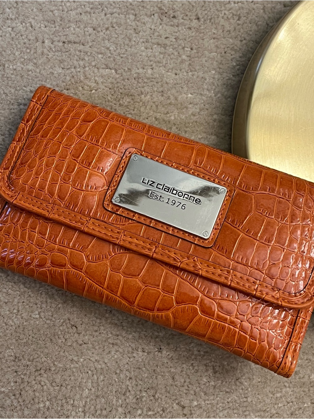 Liz Claiborne Crocodile Burnt Orange Wallet